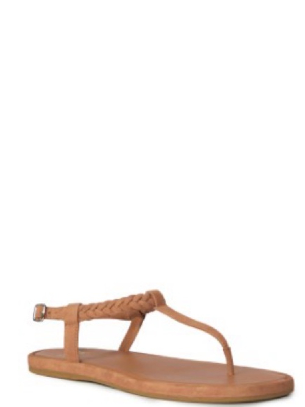 PAIGE Drew Braided T-Strap Sandals in Toffee Suede